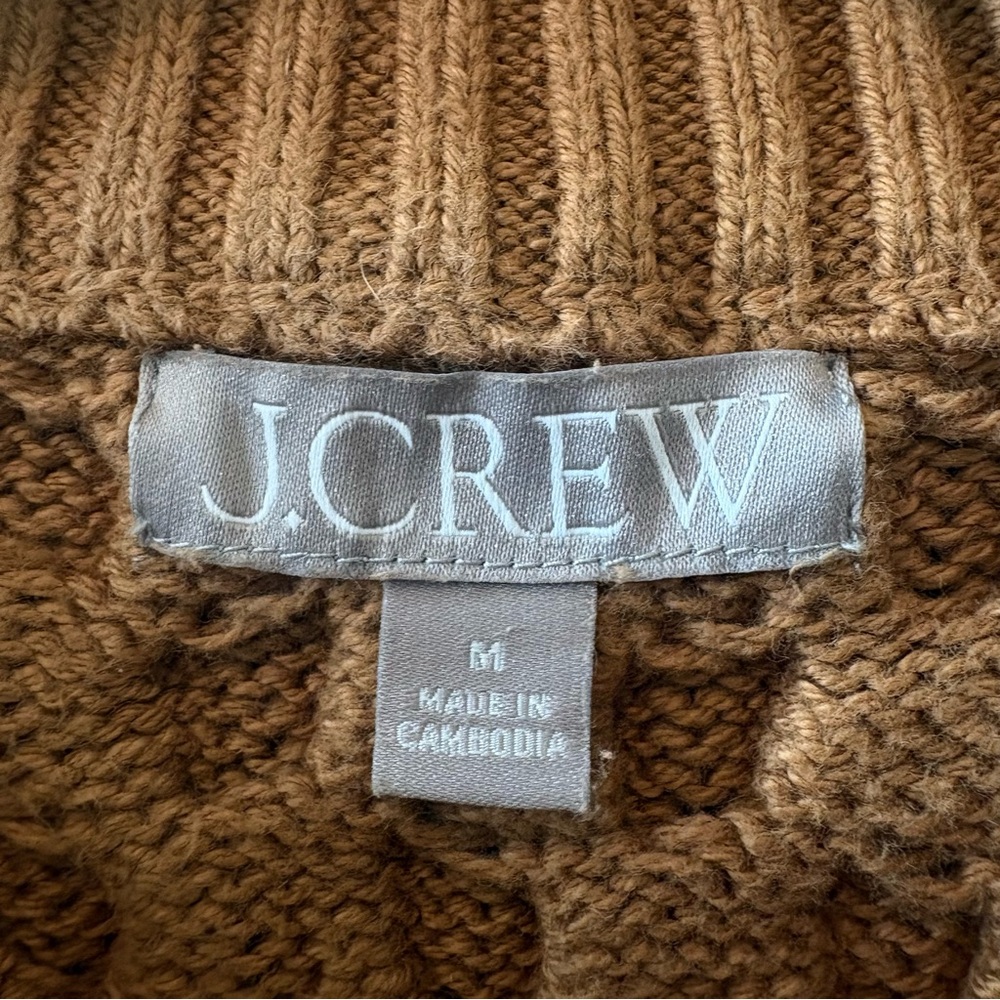 J. Crew Cotton Crewneck Cable-knit Fisherman Sweater Tan Medium Holiday ‘23 - Picture 11 of 12